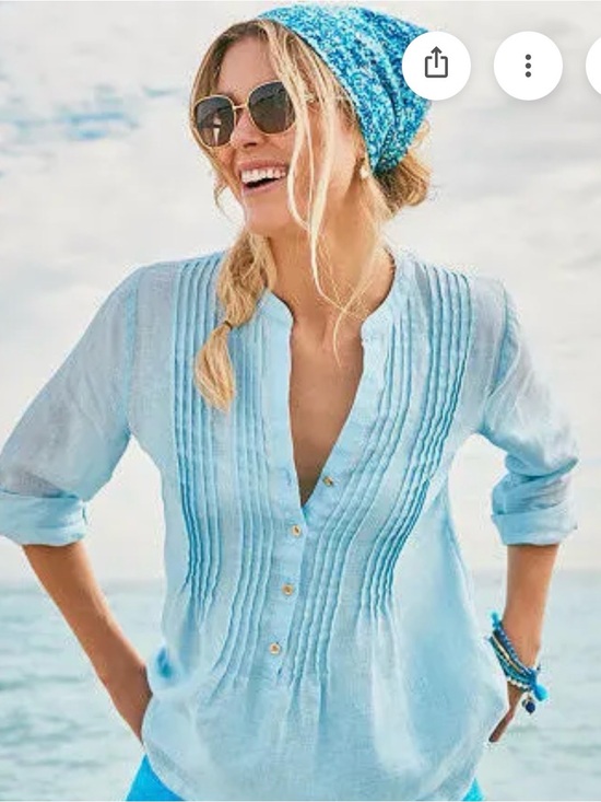 Lilly Pulitzer Tops - 💕NWT Lilly Pulitzer Sarasota Frenchie Blue Linen Pintuck Top